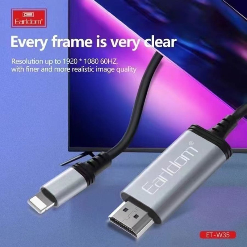 کابل تبدیل لایتنینگ به HDMI ارلدام مدل ET-W35 به طول 2 متر