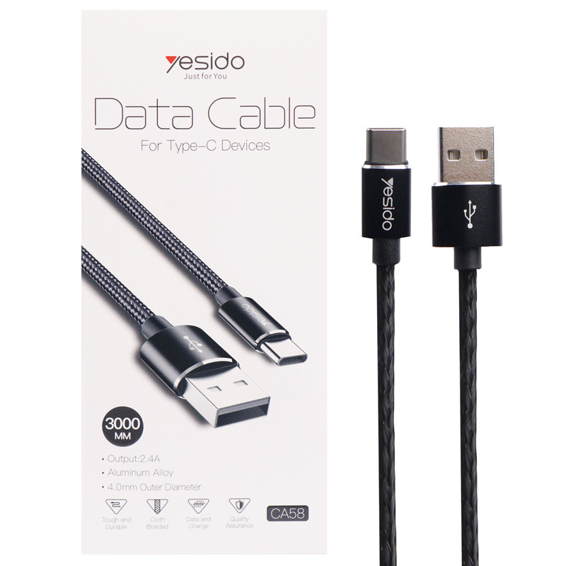 کابل تبدیل USB به USB-C یسیدو مدل CA58 با طول 3 متر